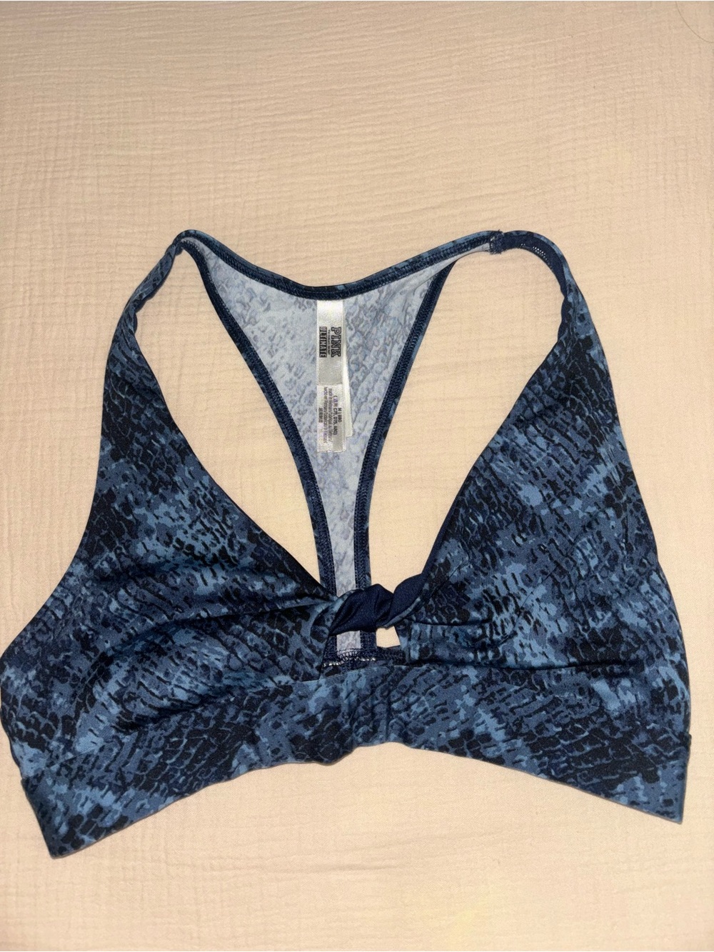 PINK Victoria's Secret Navy Blue Pattern Knot-Front Racerback Bralette
